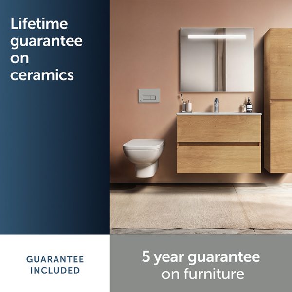 Ideal Standard Eurovit+ 70cm Wall Hung 2 Drawer Vanity Unit with Basin   Natural Oak - Image 8