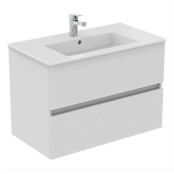 Ideal Standard Eurovit+ 80cm Wall Hung 2 Drawer Vanity Unit with Basin   Gloss White - Image 3