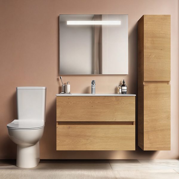 Ideal Standard Eurovit+ 80cm Wall Hung 2 Drawer Vanity Unit with Basin   Natural Oak - Image 3