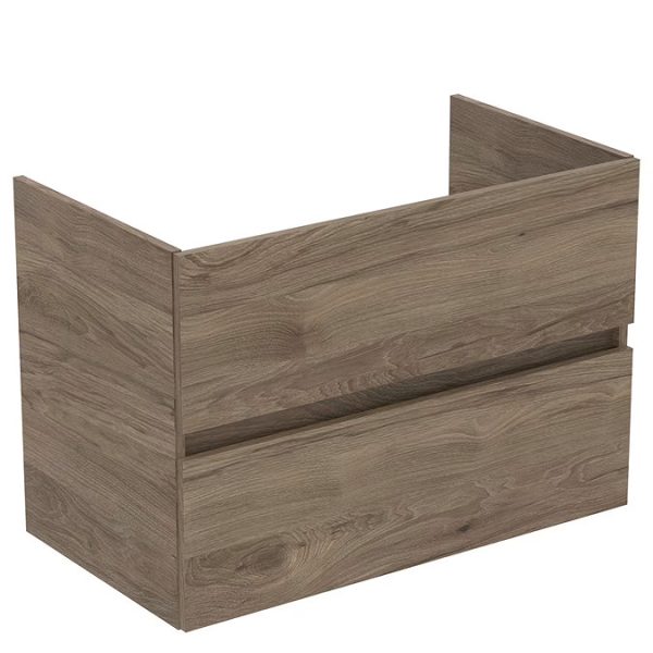Ideal Standard Eurovit+ 80cm Wall Hung 2 Drawer Vanity Unit with Basin   Flint Hickory - Image 3