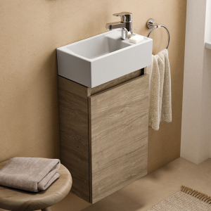 Ideal Standard Eurovit+ 35cm Guest Wall Hung Vanity Unit with i.life Basin   Natural Oak