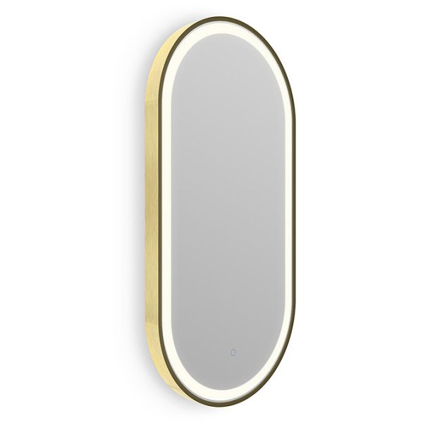 Roxbury Capsule 500 x 1000mm Backlit LED Brushed Brass Mirror with Demister Pad - Image 3