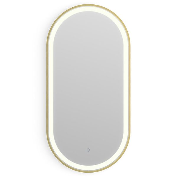 Roxbury Capsule 500 x 1000mm Backlit LED Brushed Brass Mirror with Demister Pad - Image 4