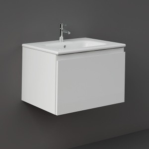 RAK Joy Uno Pure White 600mm 1 Drawer Wall Hung Vanity Unit with White Basin