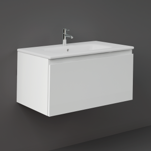 RAK Joy Uno Pure White 800mm 1 Drawer Wall Hung Vanity Unit with White Basin