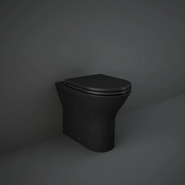 RAK Feeling Rimless Back To Wall Toilet with Soft Close Seat   Matt Black