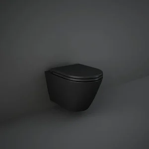 RAK Feeling Rimless Wall Hung Toilet with Soft Close Seat   Matt Black