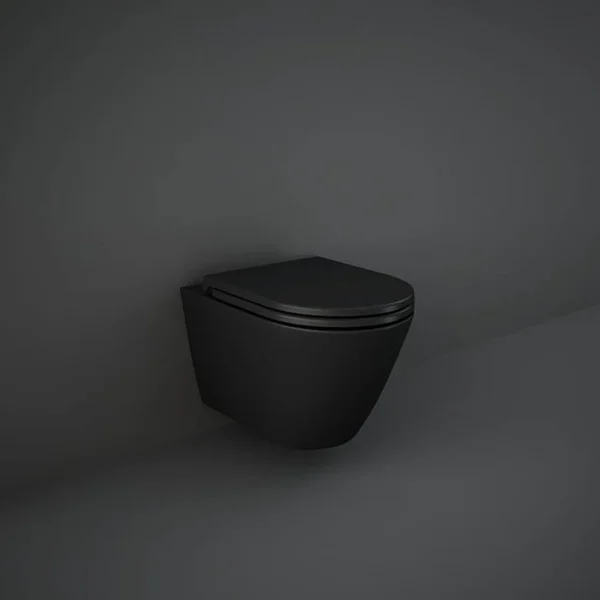 RAK Feeling Rimless Wall Hung Toilet with Soft Close Seat   Matt Black