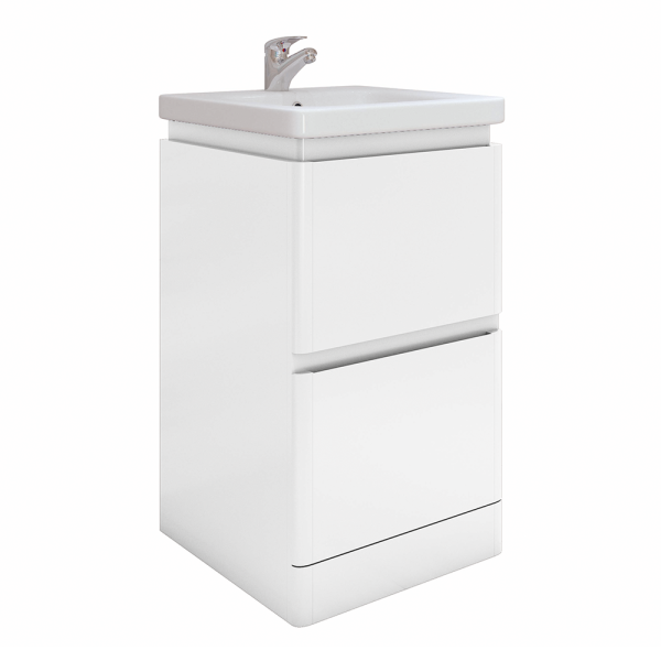 RAK Resort 500mm 2 Drawer Floor Standing Vanity Unit with Basin   Matt White