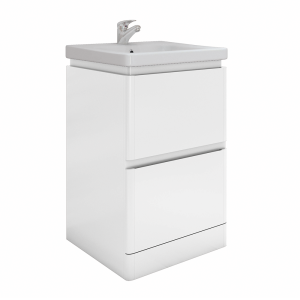 RAK Resort 550mm 2 Drawer Floor Standing Vanity Unit with Basin   Matt White