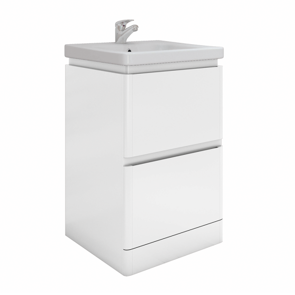 RAK Resort 550mm 2 Drawer Floor Standing Vanity Unit with Basin   Matt White