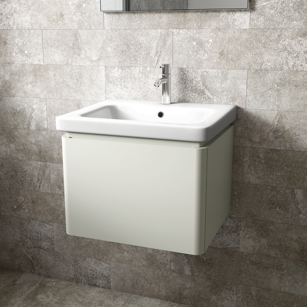 RAK Resort 550mm 1 Drawer Wall Hung Vanity Unit with Basin   Matt White