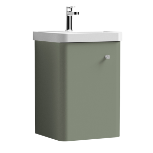 Cruze 400mm Curved Satin Green Wall Hung Vanity Unit