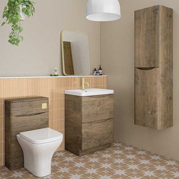 Monza Chestnut 600mm Wide Floor Standing Vanity Unit - Image 2