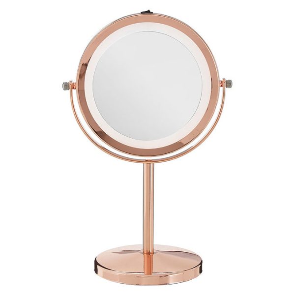 Arezzo Rose Gold LED Illuminated Free Standing Cosmetic Mirror - Image 3