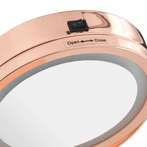 Arezzo Rose Gold LED Illuminated Free Standing Cosmetic Mirror - Image 2