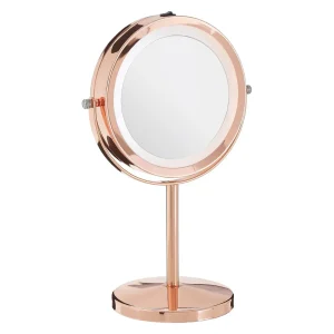 Arezzo Rose Gold LED Illuminated Free Standing Cosmetic Mirror
