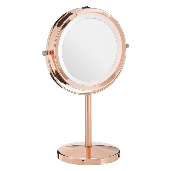 Arezzo Rose Gold LED Illuminated Free Standing Cosmetic Mirror