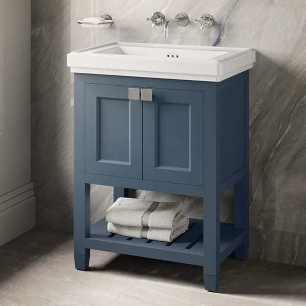 Burlington Riviera Matt Blue 580mm Vanity Unit with Square Basin - Image 3