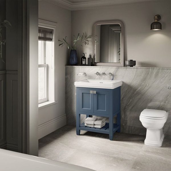 Burlington Riviera Matt Blue 580mm Vanity Unit with Square Basin - Image 4