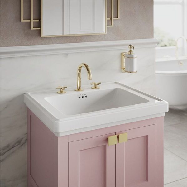 Burlington Riviera Matt Pink 650mm Vanity Unit with Square Basin - Image 3