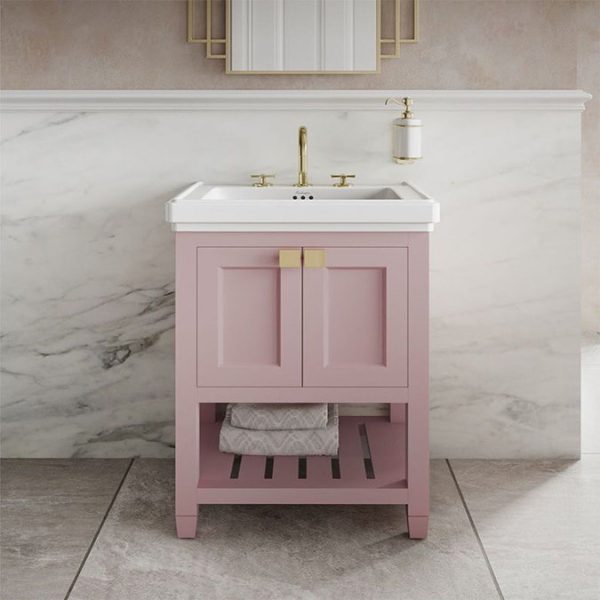 Burlington Riviera Matt Pink 650mm Vanity Unit with Square Basin - Image 2