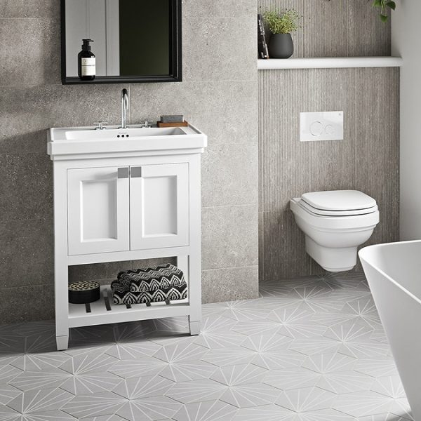 Burlington Riviera Matt White 650mm Vanity Unit with Square Basin - Image 2