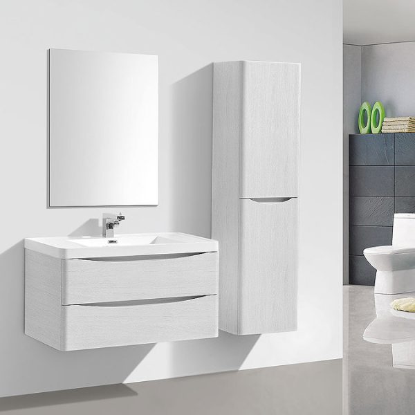 Monza White Ash 900mm Wide Wall Mounted Vanity Unit - Image 2