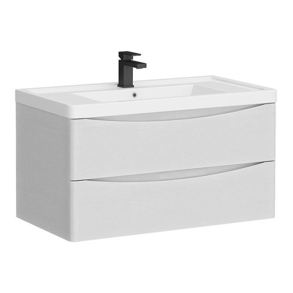 Monza White Ash 900mm Wide Wall Mounted Vanity Unit - Image 5