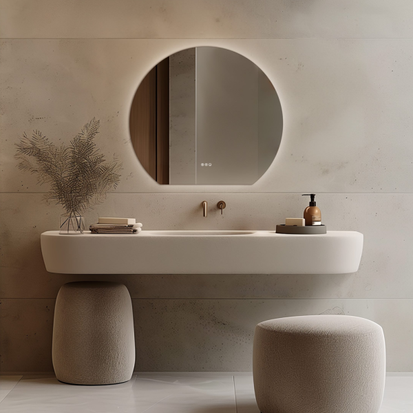 Roxbury Round Cut 1000 x 900mm Backlit LED Mirror with Demister Pad