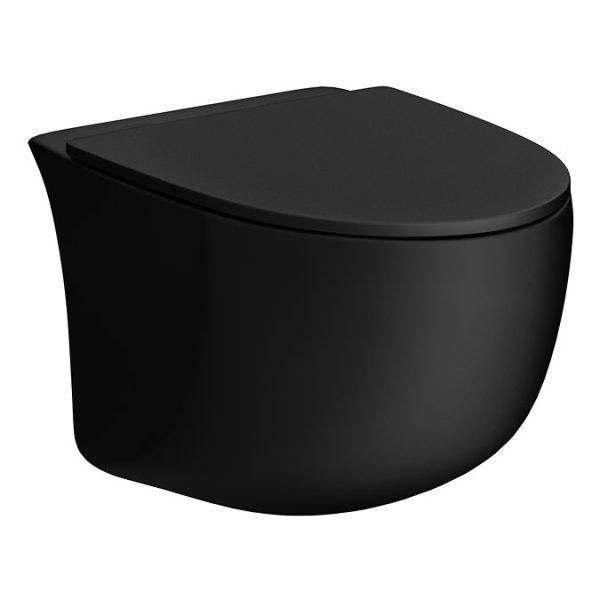 Roxbury Round Matt Black Wall Hung Toilet incl. Soft Close Seat - Image 3