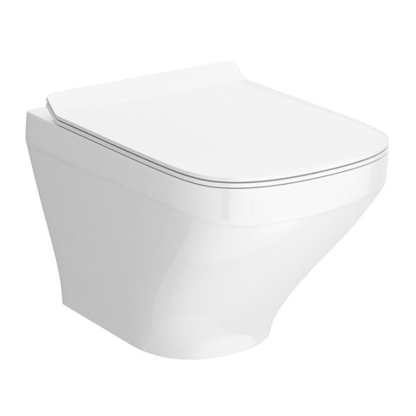 Nova Square Gloss White Wall Hung Toilet incl. Soft Close Seat - Image 3