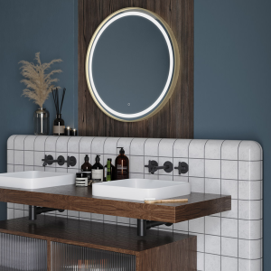 Roxbury Round 700mm Backlit LED Brushed Brass Mirror with Demister Pad