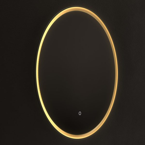 Roxbury Round 800mm Backlit LED Mirror with Demister Pad   Matt Black & Gold - Image 8