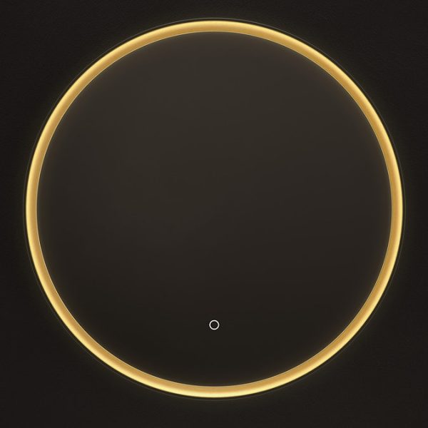 Roxbury Round 800mm Backlit LED Mirror with Demister Pad   Matt Black & Gold - Image 4