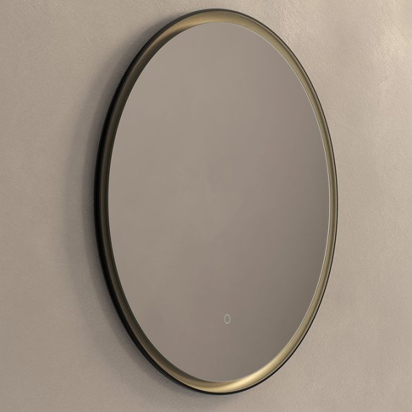 Roxbury Round 800mm Backlit LED Mirror with Demister Pad   Matt Black & Gold - Image 6