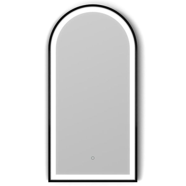 Roxbury Arch 500 x 1000mm Backlit LED Matt Black Mirror with Demister Pad - Image 5