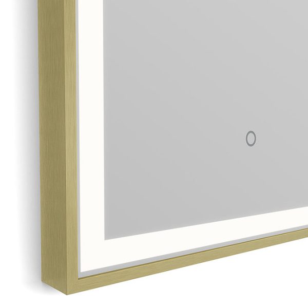 Roxbury Arch 400 x 800mm Backlit LED Brushed Brass Mirror with Demister Pad - Image 2