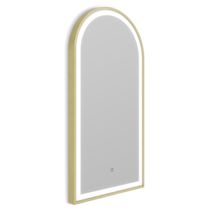 Roxbury Arch 400 x 800mm Backlit LED Brushed Brass Mirror with Demister Pad