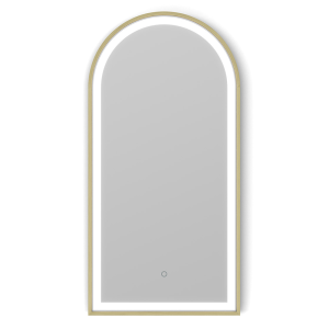Roxbury Arch 500 x 1000mm Backlit LED Brushed Brass Mirror with Demister Pad
