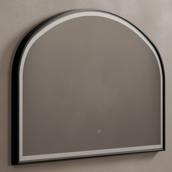Roxbury Overmantle Arch 750mm x 1200mm Frontlit LED Matt Black Mirror with Demister Pad - Image 8