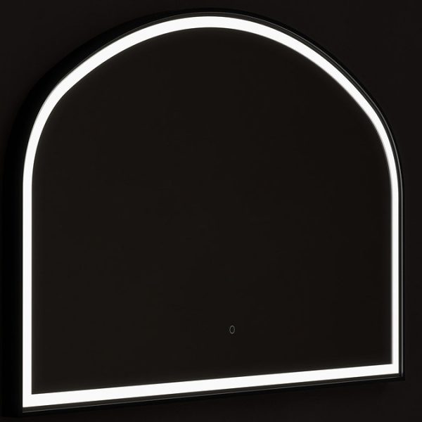 Roxbury Overmantle Arch 750mm x 1200mm Frontlit LED Matt Black Mirror with Demister Pad - Image 7
