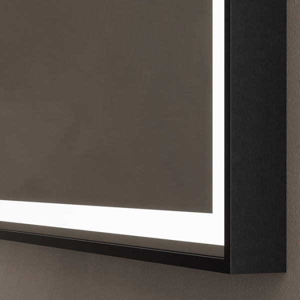 Roxbury Overmantle Arch 750mm x 1200mm Frontlit LED Matt Black Mirror with Demister Pad - Image 4