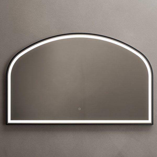 Roxbury Overmantle Arch 750mm x 1200mm Frontlit LED Matt Black Mirror with Demister Pad - Image 5