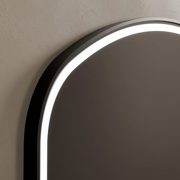 Roxbury Overmantle Arch 750mm x 1200mm Frontlit LED Matt Black Mirror with Demister Pad - Image 6