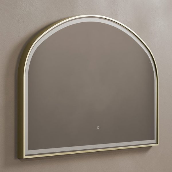 Roxbury Overmantle Arch 750 x 1200mm Frontlit LED Brushed Brass Mirror with Demister Pad - Image 8