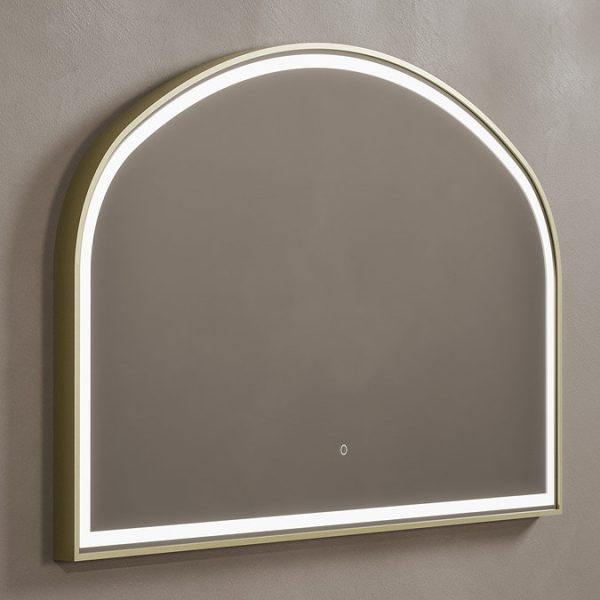 Roxbury Overmantle Arch 750 x 1200mm Frontlit LED Brushed Brass Mirror with Demister Pad - Image 3