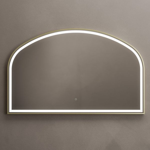 Roxbury Overmantle Arch 750 x 1200mm Frontlit LED Brushed Brass Mirror with Demister Pad - Image 4