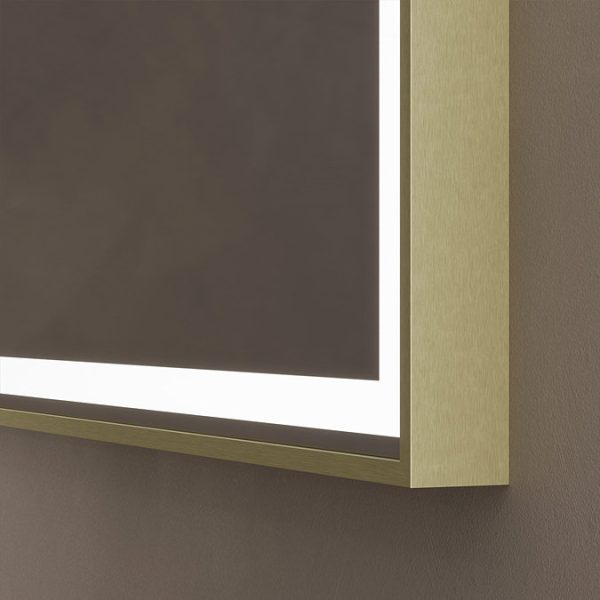 Roxbury Overmantle Arch 750 x 1200mm Frontlit LED Brushed Brass Mirror with Demister Pad - Image 5