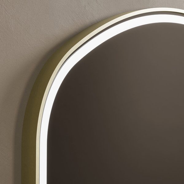 Roxbury Overmantle Arch 750 x 1200mm Frontlit LED Brushed Brass Mirror with Demister Pad - Image 6